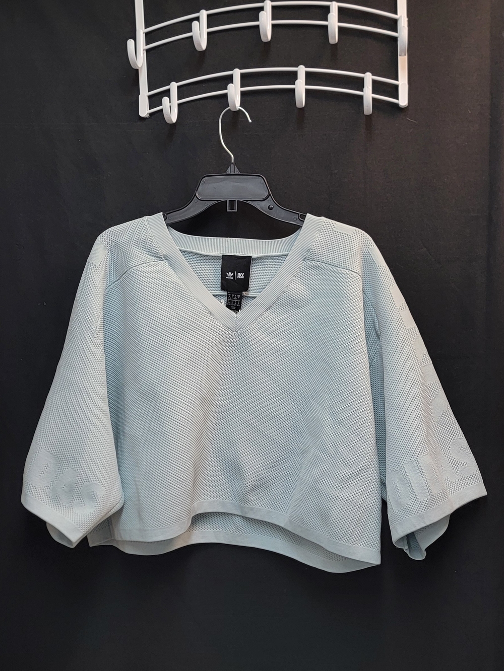 adidas Women’s Light Blue Mesh V-Neck Cropped Top